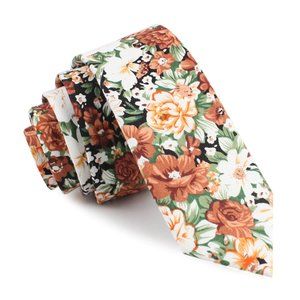 OTAA San Pietro Orange Floral Skinny Tie
